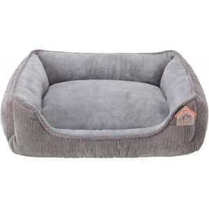 Panier Pour Chat Lit Pour Chat Et Petit Chien,Nid Rectangle De Peluche Pour Chiot,Niche Pour Sommeil,Coussin Pour Animal,Gris (55 * 45 * 15cm) - Neuf