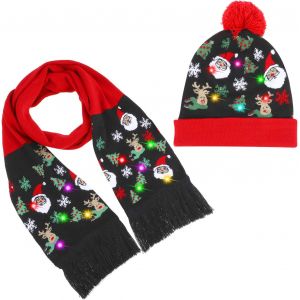 Jexnovashop-Led Light Up Bonnet Beanie Hat Knit Cap, 6 Led Color&eacute; No&euml;l Tricot&eacute;, Hiver Lumineux Casquette Unisex Neige Chaud Souple Pour Sport F&ecirc;te Camping Jogging V&eacute;lo - Neuf