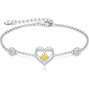 Bracelet Femme En Argent 925 Avec Zircones C?ur Bracelet Bijoux Femme Cadeau Mogile/Soeur/Amies,Cadeau Anniversaire/Anniversaire Valentin's Day No&euml;l F&ecirc;te Des M&egrave;res - Neuf
