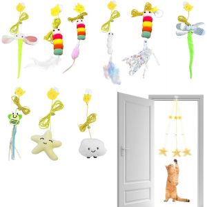 KAL-Lot De 8 Jouets Interactifs Pour Chat D'Int&eacute;rieur Avec Clochette Et Queue De Plume - Pas Besoin De Piles - Neuf