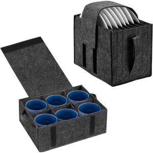 Lot De 2 Porte-Assiettes Pour Camping-Car,Organiseur En Feutre,Porte-Tasses,Rangement De Vaisselle De Camping,Pour 8 Assiettes,6 Tasses,Sac En Feutre,Porte-Vaisselle,Pour Camping-Car, - Neuf