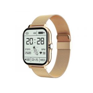 Montre Connect&eacute;e Bluetooth Avec Cardiofr&eacute;quencem&egrave;tre Et Chargeur Magn&eacute;tique, Couleur Or - Neuf