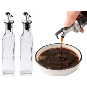 Lot De 2 Flacons Distributeurs En Verre De 250 Ml Pour Huile D'olive Et Vinaigre - Neuf