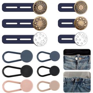 Mevronisshop-Lot De 12 Rallonges De Bouton De Pantalon,Boutons D'extension De Taille,Extension De Bouton Pour Jeans Pantalons,Rallonge De Taille R&eacute;glable,Pour Chemise, Pantalon, Pantalon De Maternit&eacute; - Neuf