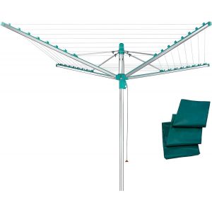 KGABERY-Séchoir Parapluie Linomatic 500 Easy Avec Housse De Protection,Douille De Sol,Système Easy-Lift,Etendoir À Linge 50M,Séchoir À Linge À Rétractation Automatique Des Fils - Neuf