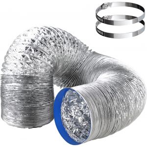 KALANKA-Tuyau d'Evacuation Flexible 100 mm x 2m Gaine Flexible AluminiumTuyau d'aération de d'evacuation d'air Résistant à la chaleur et imperméable avec 2 Colliers de 100mm Serrage en Acier - Neuf