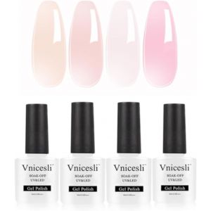 4 Couleurs Vernis Semi Permanent Blanc Laiteux Transparent Rose Nude Vernis À Ongles Soak Off Uv Led Naturelle Transparent Gelée De Cristal Vernis Gel Uv Semi Permanent French Manucure - Neuf