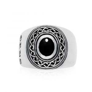 Bague Homme Argent Ethnique Tribal Onyx - Neuf