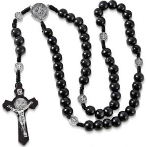 Kal-Collier Chapelet En Bois, Collier Chapelet Croix Catholique, Colliers De Chaîne De Rosaire Catholiques, Pour Communion Religieuse Des Chrétiens Catholiques, Baptême, Messe, Bible - Neuf