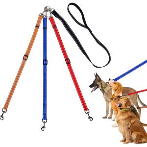 3 En 1 Laisses Pour Chiens: Amovible À Trois Animaux De Compagnie En Laisse, Réglable Réfléchissant Triple Laisse Avec Des Poignées Pour Le 1-3 Les Petites Et Moyennes Chiens - Neuf