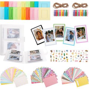 Kit d'accessoires Photo 8 en 1 Compatible avec le Film Fujifilm Instax 2x3 (54 x 86 mm),Comprenant des Cadres Photo Magnétiques/Autocollants/Cadres Suspendus/Album Photo - Neuf