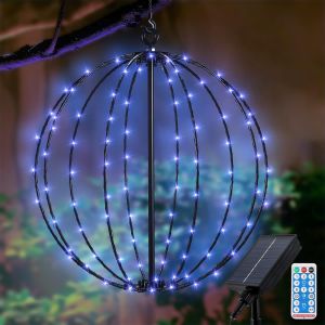 Lampe Solaire Exterieur Jardin, Métal Lanterne Solaire Exterieur 8 Modes 120 Leds Étanche Lampes Solaire Avec Télécommande Solaire Suspendue Lanterne Pour Noël Terrasse Pelouse Balcon Cour - Neuf
