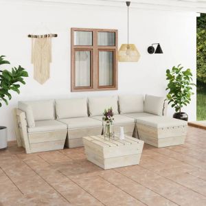 Prolenta Premium - Salon De Jardin Palette 6 Pcs Avec Coussins Bois D'épicéa - Neuf