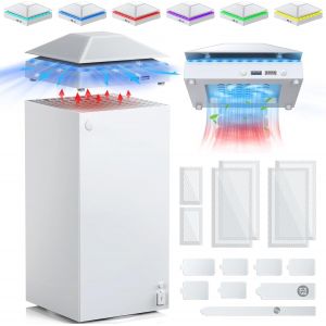 Ventilateur de refroidissement avec couvercle anti-poussi&egrave;re pour Xbox Series X,ventilateur sup&eacute;rieur avec lumi&egrave;re RVB,port USB 3.0 et 2.0,filtre anti-poussi&egrave;re,faible bruit avec 3 - Neuf