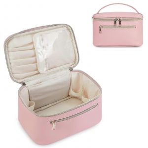 Voyage Maquillage Organisateur De Sac Pour Les Femmes Rose Cuir V&eacute;g&eacute;talien, Portable Brosse Cosm&eacute;tique De Cas, En Attente De Brevet - Neuf
