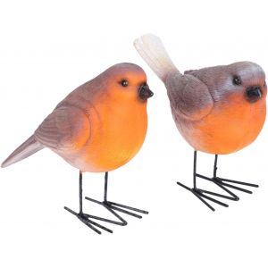Mevronisshop-Figurines Oiseaux En R&eacute;sine 2 Pi&egrave;ces, D&eacute;coration Int&eacute;rieur Et Ext&eacute;rieur, Ornements De Jardin Pour Pelouse Et Maison, Art Artisanal R&eacute;sistant Aux Intemp&eacute;ries - Neuf