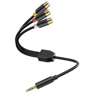 MEVRONISSHOP-Adaptateur 3 RCA vers 3,5 mm AV, Longueur de C&acirc;ble 20 cm, Compatible avec Lecteurs VHS/VCD/DVD, Id&eacute;al pour Connexion avec TV TCL, Transmission Audio et Vid&eacute;o St&eacute;r&eacute;o Claire - Neuf