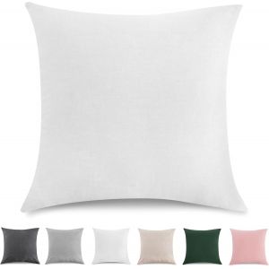 Tianyi-Taie Oreiller 60x60 Cm Lot De 2housse Coussin 100% Coton Lav&eacute; Doux, Aspect Lin Et Respirant, Taie D Oreiller Blanc Avec Fermeture &Eacute;clair - Neuf