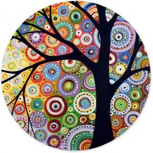Tapis De Souris Rond, Tapis Souris Pour Ordinateur Pc Bureau Portable, &Eacute;tanche Surface Lisse, Base Antid&eacute;rapante En Caoutchouc, Avec Bord Cousu, Arbre De La Vie - Neuf