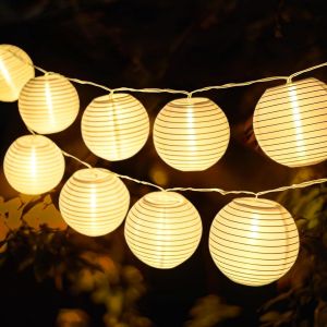 Jgd-Guirlande Lumineuse Exterieure Pile Guirlande Lampions Led Interieur 20 Lanternes Led 3,8m (Blanche Chaude) - Neuf