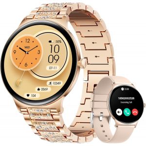 2025 Montre Connect&eacute;e Femme Avec Appel Bluetooth, 1.43"" Amoled Montre Intelnte Avec 120+ Modes Sportifs, Ip68 &Eacute;tanche Montre Podometre Femme, Android Ios Smartwatch Femme[Z1135] - Neuf