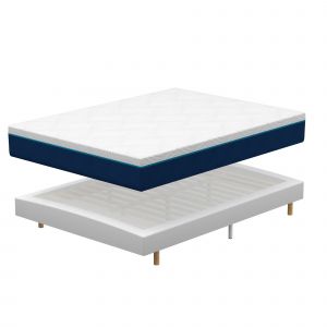 Ensemble Matelas en Mousse+ Lit Sommier Tapissier D&eacute;co 160x200cm, Epaisseur du Matelas 20cm - Neuf