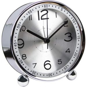 KAL-4 Pouces Silencieux Métal Réveil Matin, Rétro Alarme Sonore, Électronique Mécanique De Voyage À Pile Avec Horloge (Argent) - Neuf