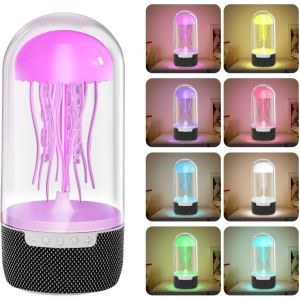 Lampe Meduse, Lampe D'Ambiance À Méduses, Lampe Méduse Led À Intensité Variable Avec Mouvement Rythmique, Led Changeant De Couleur Veilleuse Enfant Méduse Haut-Parleur Bluetooth, Dégradé Rvb - Neuf