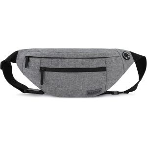 KALANKA-Grand Sac Banane pour Femme et Homme, Sac Banane avec Prise Casque et 4 Poches zippées, Ceinture réglable pour Le Cyclisme, la Course, Le Jogging, Les Voyages, l'extérieur - Neuf