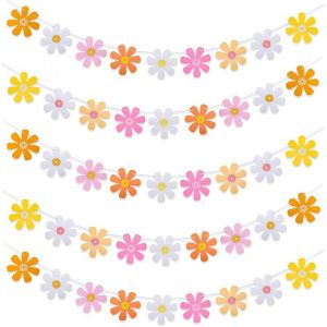 Letnerny-5 Pièces Guirlande Marguerite Style Bohème Deco Printemps Bannières Suspendues Guirlandes Décoration Bannière Élégant S'applique À Décoration De Maison Pour Fête D'anniversaire Ou Maternelle - Neuf