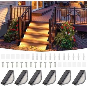 6 Pièces Eclairages Extérieurs Solaires Pour Escaliers, Lampe Solaire Pour Escalier, Lampes Solaires D'escalier D'extérieur, Eclairage De Marche À Led Lampe Solaire - Neuf