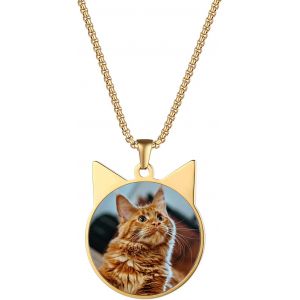 Kal-Plaque Militaire Personnalisable Homme Collier Photo Grav&eacute; & Personnalis&eacute; Pr&eacute;nom Pendentif Dog Tag Coeur/Rond/Carr&eacute;/Chat/Ellipse En Acier Inoxydable,Cadeau D'anniversaire Pour Papa - Neuf