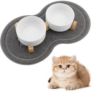 Kalanka-Gamelle Chat Surélevée Avec Support, 400ml Gamelle Eau Chat, Gamelle Chien Design À Double Bols, Idéal Pour Les Chiots Et Les Chats - Neuf