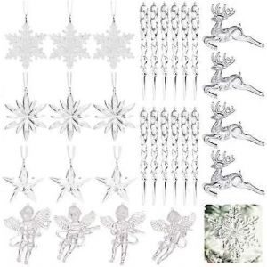 2024 29 Pcs Glaçon Flocons de Neige Décoration Flocons de Neige Glaçon Décoration D'hiver Acrylique Clair Décorations de Noël Flocons de Neige Acrylique Glaçon Suspendu Orn - Neuf