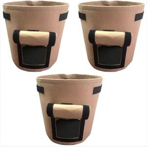 Lot de 3 sacs de culture pour plantes de 15 gallons, 56 L, avec rabat et poignées, pour planter des pommes de terre, des carottes, des fraises, des tomates et des fleurs. - Neuf