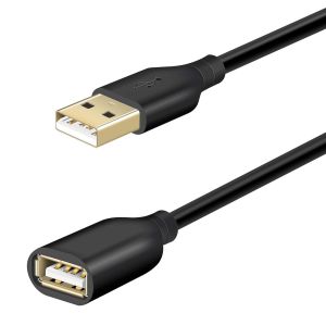 Rallonge USB 3m,Câble d'extension USB 2.0:Mâle A vers Femelle A,Prolongateur USB pour Clé USB,Disque Dur Externe,Hub USB,Souris,Imprimante,Scanner-Noir - Neuf