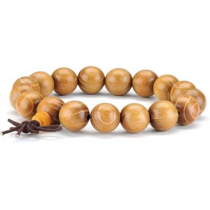 Kal-12 Mm Perles En Bois De Naturel Bracelet Chaîne Chapelet Perles Tibétain Bouddhiste Bouddha Mala Chinois Noeud Élastique Homme Femme - Neuf