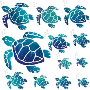 12 Pièces Tortue De Mer Bleue Stickers Muraux Décoration Autocollant Mural Diy Autocollant Muraux Pour Des Gamins Chambre Pour Maison Bureau Salon Mur Salle De Bains - Neuf