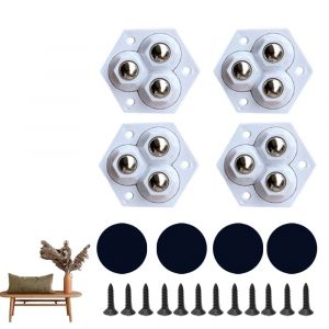 Mini roulettes pivotantes pour poubelles et bacs de rangement - Rotation &agrave; 360&deg;, installation facile - Neuf