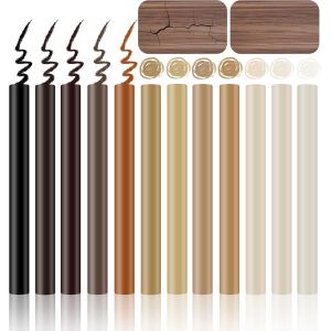 12 Pi&egrave;ces Kit De R&eacute;paration Pour Stratifi&eacute;, Cire De Bois Pour R&eacute;paration B&acirc;tons De Cire, 12 Couleurs Cire Dure & Set De Stylo De R&eacute;paration Pour Stratifi&eacute;, Pour Combler Et R&eacute;parer Les Rayures Et Les T - Neuf
