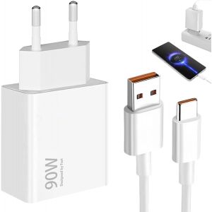 KALANKA-Chargeur 90W, avec C&acirc;ble USB C 1 M, Prise Turbo Chargeur Rapide 15 14 13 Ultra Poco X7 F7 Pro mi Note 13 14 Pro 5g 14t 13t Note 14 13S POCO Pad Lite - Neuf