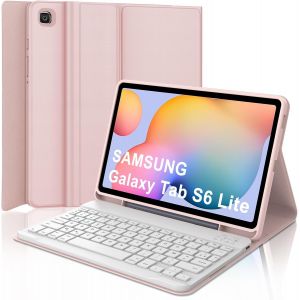 Epkh-Coque Clavier Pour Samsung Galaxy Tab S6 Lite 10.4"" 2024/2022/2020, Azerty Français Housse Clavier Bluetooth Magnétique Détachable Avec Porte Crayon Pour Samsung Galaxy S6 Lite 10.4 Pouces, Rose - Neuf