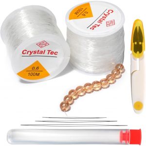 Tianyi-Lot De 2 Cordons Élastiques Pour Bracelets - 100 M - 0,6 Mm - En Nylon - Pour Bracelets - Pour Bijoux En Perles, Bracelets, Travaux Manuels (Blanc Cristal) - Neuf