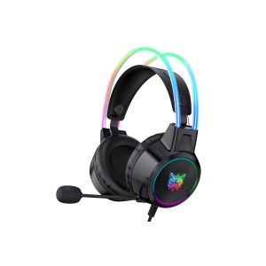 Casque de jeu filaire avec microphone et &eacute;clairage RGB, conception circum-auriculaire, compatible avec PC et consoles - Neuf