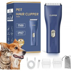 Tondeuse Professionnelle Pour Chiens &Agrave; Poils &Eacute;pais, Kit De Toilettage Sans Fil Pour Chiot Et Chats, Tondeuse Rechargeable Pour Chiens Rasoir Trimmer Pour Chats, Chiots, Chats, Lapinss,Bleu - Neuf