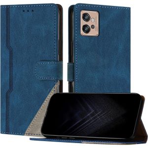 Kal-Étui Pour Motorola Moto G32, Housse En Cuir Pu Avec [Protection Antichoc Tpu] [Fonction Support] [Porte-Cartes ] Antichoc Magnétique Coque Pour Moto G32 - Bleu - Neuf