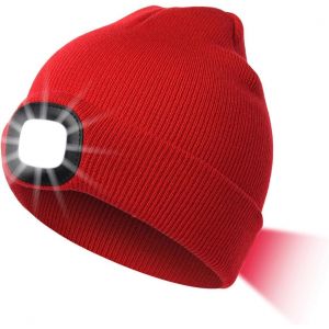 Casquette Led En Tricot Avec Lumi&egrave;re Rechargeable Par Usb,&Eacute;clairage Et Modes D'avertissement Clignotant 8 Led,Installation Facile Avant Et Arri&egrave;re,Bonnet En Tricot Chaud D'hiver.[F171] - Neuf