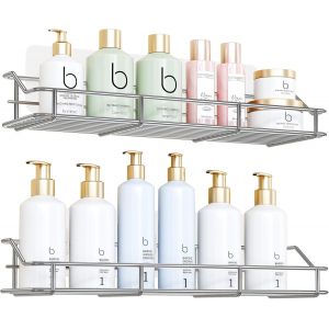 CMJAAGUR-Serviteur De Douche Etag&egrave;re Pour Salle De Bain Panier Toilette Cuisine Spice Rack Acier Inoxydable Sus304 Sans Per&ccedil;age - 2 Pack[M2281] - Neuf