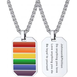 Kal-Collier En Pendentif Gay Pride Personnalis&eacute; En Acier Inoxydable/Plaqu&eacute; Or Pour Homo/Lesbien - Neuf