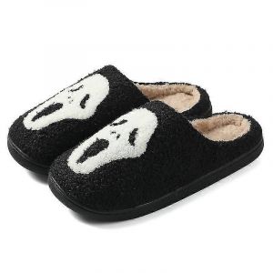 Nouvelle Arrivée Ghost Face Pantoufles Halloween Pantoufles Citrouille Pantoufles Hommes Plat Doux En Peluche Confortable Intérieur Fuzzy Femmes Maison Chaussures - Neuf